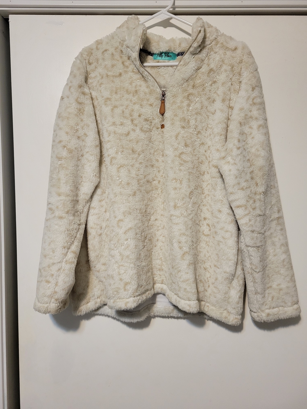 Filly Flair Cream Half-Zip Faux Fur Pullover